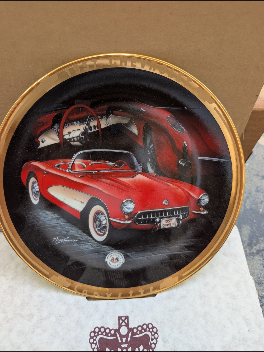 1957 Corvette Collector Plate - Red with Gold Rim